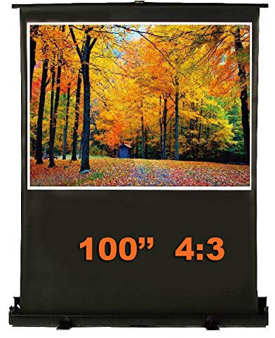 CGOLDENWALL 80/100inch Portable Floor Screen Floor Standing Projection Screen Pull Up Projector Screen for Meeting Exhibition Matt White (100 inches 4:3)