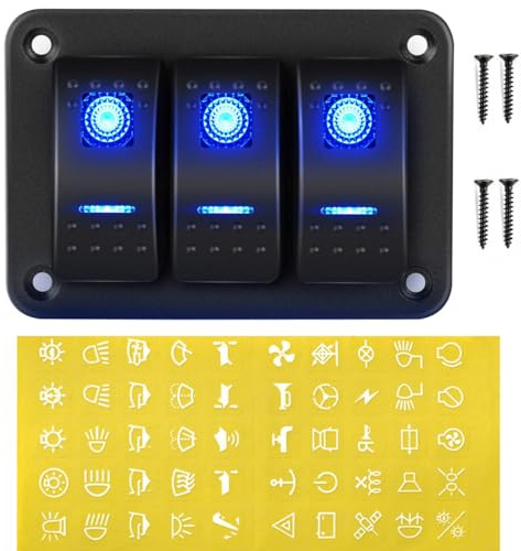 Gebildet 12V/20A, 24V/10A, 3-Gang Aluminium Panel Toggle Dash LED-Licht, 5-polig Ein/Aus Vorverdrahteter Wippschalterhalter für Auto-Marineboot
