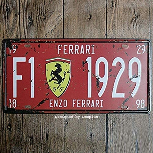 Sokomurg Retro Vintage Funny 6x12 inch Indoor F1 ENZO Ferrari 1929 Metal Tin Sign Garage License Plate Kitchen Decor Bar Pub Club Cafe Home Restaurant Wall Decor Art Sign Post Gifts for Man(1-rw-2)