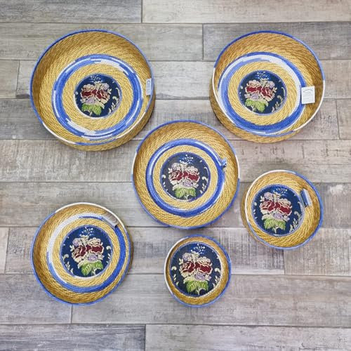 generico Cesto Cestino Portapane Carasau sardo canestro porta pane broccato costume sardo nero (23 x 6 cm n°6)