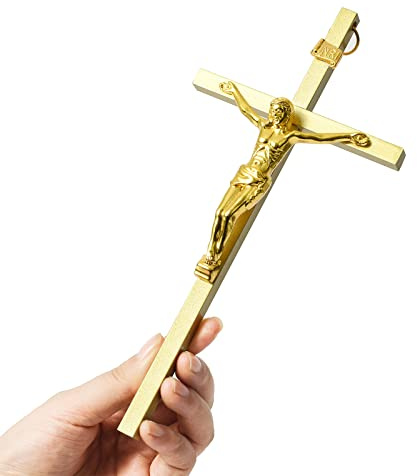 VINETEN Kruzifix-Wandkreuz | schlanke katholische Kreuze aus Metall | Kreuz-Wanddekoration für Ihr Zuhause – 20,3 cm