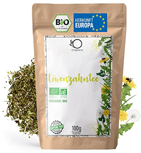 ORIGEENS BIO LÖWENZAHN TEE 100g | Löwenzahntee Bio, Detox und Diuretischer Kräutertee | Getrocknete Löwenzahnblätter - ​​Dandelion tea