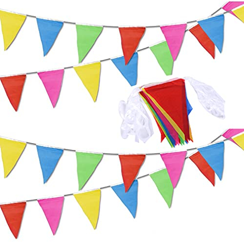 120 Metros 240 Banderines Triangulares Bunting Banner Banners Multicolores para Bodas Fiestas de Guirnalda Cumpleaños Jardín Marca Apertura Decoraciones para el hogar