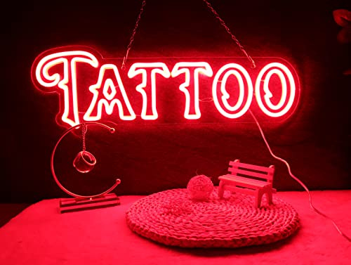 Vinray Large Tattoo Neon Sign,Specially Designed for Tattoo Piercing Studio Signs, Super Bright Led Decorative Signs for Beauty Shop.Szie24*8inches.12V Power Supply.