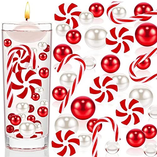 GIMOCOOL 6054 Stück Weihnachten Wasserperlen für Vasen Füller, Durchsichtige Wasserperlen, Weihnachts vasen füller Floating Pearls, Schwebende Weihnachtsperlen für Tafelaufsätze (ohne Kerzen/Vase)