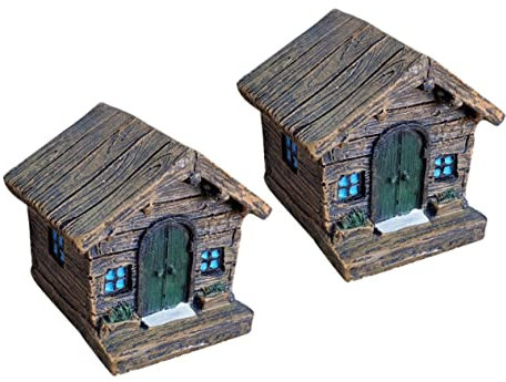 YARNOW 2pezzi Miniature Resin Wooden House Ornaments Decorazione per Fatati e Paesaggi