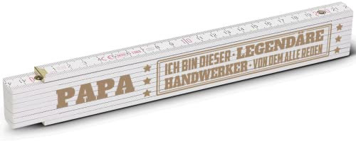Love Faith Legendäre Handwerker 2 Meter Zollstock, Personalisierter Meterstab mit Namen & Spruch, Geschenk für Handwerker & Heimwerker (weiß)