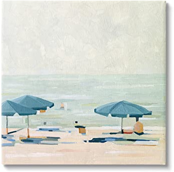 Stupell Industries Abstract Beach Umbrellas on Shore Canvas Wall Art, Design by Emma Scarvey
