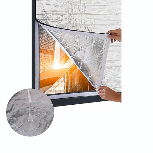 zklaseot Verdunkelungsrollo, Isolierfolie Fensterfolie, 10 Mm Dick Wärmereflektierend Luftpolsterfolie Energie Sparen & Rechnungen Reduzieren, (Farbe : Silver, Größe : 110x210cm)