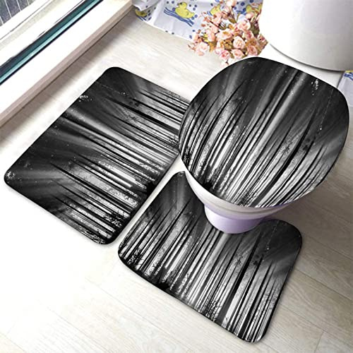 Bathroom Mat Sets 3 Piece Foggy Spruce In The Morning, Misty Morning With Strong Sun Beams In A Spruce Bath Mat Decorations U Shape Wc Toilet Rug, For Bathroom, Bedroom