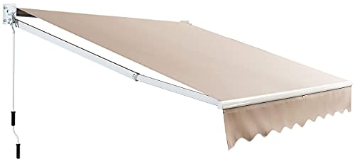 HOMASIS Tenda da Sole a Bracci Estensibili, Tenda Parasole con Protezione UV, Tenda da Balcone con Manovella, Angolo Regolabile da 40-100°, per Giardino e Terrazza (250x295cm, Beige)
