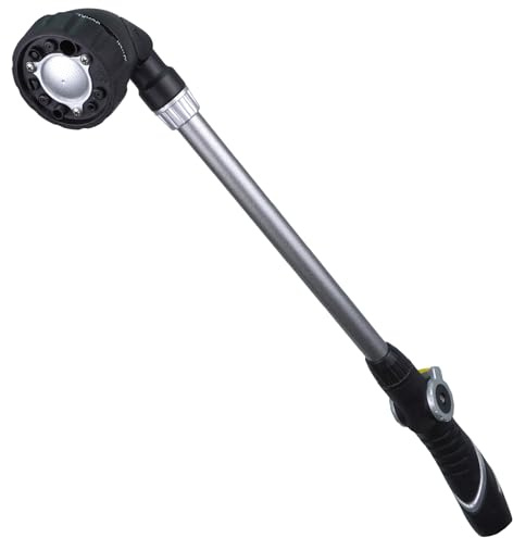 H2O WORKS Heavy Duty Watering Wand, 22-Inch Long Metal Garden Hose Wand with Adjustable Rotating Head, Hose Nozzle Sprayer with Thumb Control, Perfect for Hanging Baskets,Shrubs and Plants
