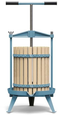 SQUEEZE master Obst-, Wein- und Apfelweinpresse, Massivholzkorb, 18 l Griff, stabiler, traditioneller Vintage-Saftpresse, Apfeltrauben-Obstpresse für Saftmaschine, 1 gratis Filterbeutel im