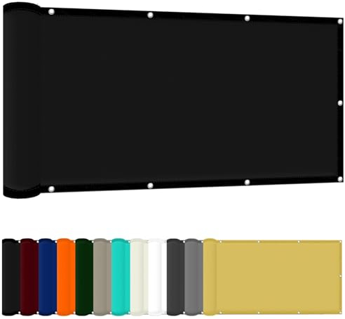 Rechteckiges Sonnensegel 80 x 700 cm Wasserdicht Quadratisch Balkon Sichtschutz Uv-Schutz-Polyestergewebe mit Seil Sonnenschutz für Garten Terrasse Und Balkon, Schwarz