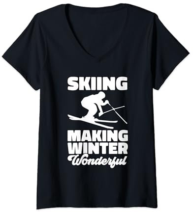 Damen Skiausrüstung Skiausrüstung Skizubehör Skisport T-Shirt mit V-Ausschnitt