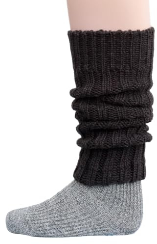 Hjort natur, merino barn benvärmare grovstickad, 100 % ny ull (kbT), BRUN