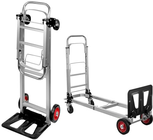 MIDUOLAI 2-In-1-Sackkarre Aus Aluminium, Zusammenklappbarer Umwandelbarer Handwagen Mit 4 RäDern, Hochbelastbare Sackkarre, Plattformwagen,A
