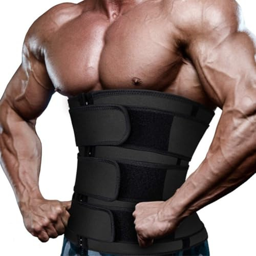JPXJGT Hombre Waist Trainer Faja Reductora Adelgazante Deporte Cintura Entrenador Abdomen Adjustable (Black,6XL)