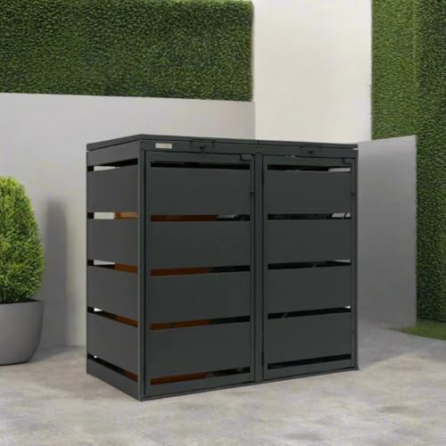OBOX 2er Mülltonnenbox mit Klappdach 120L