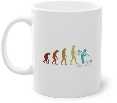 Frog Catching Evolution Kröte Froschzüchter Kaffeetasse | Kaulquappe Laubfrosch Frosch Fänger Tasse Weiß (04188C)