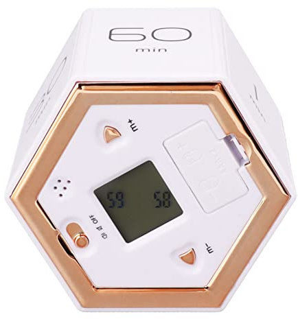 Jwthee Reloj hexagonal con forma de cubo, temporizador hexagonal con función de silencio y alarma, temporizador digital, temporizador de cocina, gestión del tiempo, temporizador Pomodoro para aula,