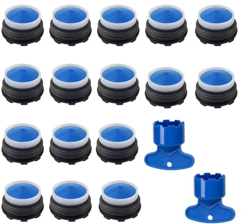 AstraGlam Set Di 16 Pezzi Di Filtri Per Rubinetto, Aeratore M22, Aeratori Per Rubinetti, M22 Per Aeratore Con 2 Chiavi Per Ugelli Miscelatori, Inserto Di Plastica Per Filtro Rubinetto,