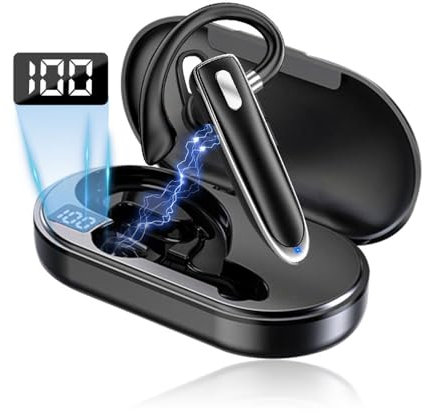 Sungive Écouteur Bluetooth 5.3 Mono (Gauche/Droit) – Intra-Auriculaire sans Fil, Réduction de Bruit CVC, Micro HD, Ultra Léger, Compatible iOS/Android, 20h d’Autonomie.(Noir)