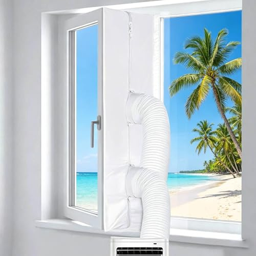 400 cm Fensterabdichtung für Mobile Klimaanlage, Fensterabdichtung Abluftschlauch Klimagerät Ohne Bohren mit Klettband, Klimaanlage Abdichtung, Klimagerät Fenster Klima Abdichtung für Dachfenster