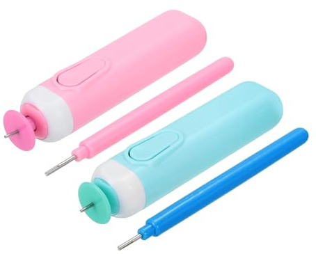 sourcing map Electric Quilling Pen, Plastic Quilling Needle Pen, Paper Crafting Tool Slotted Kit for Beginners Art Craft DIY Paper Flowers Making Handmade Paper Rolling Craft(Pink, Blue)