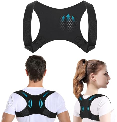 Conponous Correcteur de Posture, Redresseur de Dos Réglable et Respirant Ceinture Dorsale Prévention de la Douleur Correcteur de Posture Homme Femme pour Maintien du Dos, du cou et Des épaules (S-M)