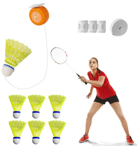 Badminton Rebound Trainer, Rebound Badminton, Tragbarer Badminton Trainingshilfe, Badminton Einzelspieler Rückpralltrainer, Badminton Selbstlerngerät für Badmintonplätze Garten Parks Wohnzimmer Balkon