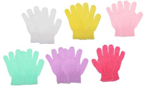 SKISUNO Exfoliating Bath Gloves 10pcs Dual-sided Shower Scrubbing Mitts Elastic Body Cleaning Gloves for Men and Women Mixed Colors Bathing Accessories