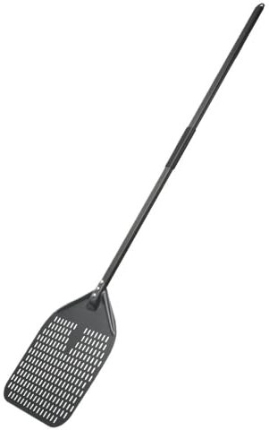 Pala per pizza da 33 cm, con manico lungo, in lega resistente, per cuocere e servire, perfetta per pizza fatta in casa, grigliare e cucinare all'aperto, finitura nera