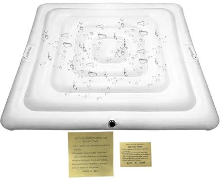 Copertura Gonfiabile Per Vasca Idromassaggio | Rivestimento Gonfiabile Pieghevole Con Coperchio | Cuscino Quadrato con Maniglia UV-Resistente per Esterni/Interni Giardino Piscina Campeggio Patio