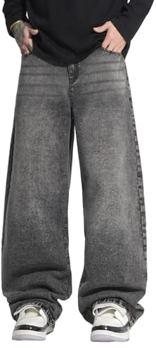 Zewool Herren Irreguläre Naht Baggy Jeans Y2K Hip Hop Weit geschnittene Denim-Hosen Skater Jeans | Skater Streetwear,Y2K,Lockere,Lockere,Gerade,Entspannte Passform,Bewegungsfreiheit