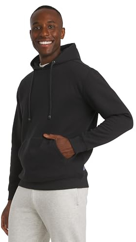 Chaps Men's Everyday Classic Casual Super Soft Fleece Midweight Hooded Sweater, American Black, Medium