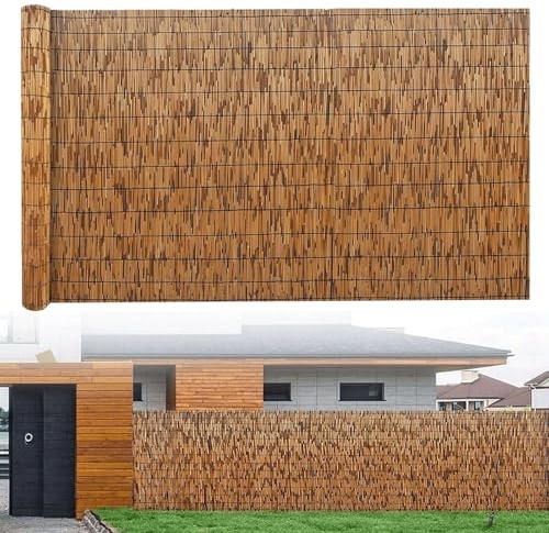 Pannello decorativo – Rotoli di recinzione naturale per cortile, veranda, piscina e stanza, tenda da esterno 90 x 400 cm – soluzione elegante e privacy