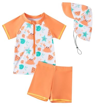 WYTbaby Costume da bagno per neonato, due pezzi, Uv Vestiti per bambini a maniche corte Uv Abbigliamento protettivo per bambino con cappello da sole
