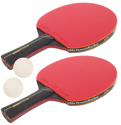 TOKIDNY Set de Raquetas de Tenis de Mesa Portátil con Mango Largo y Corto Palas de Madera Antideslizantes 3 Balones de Entrenamiento Kit Completo para Estudiantes Uso Escolar y