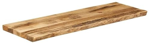 Eleganz Mesa maciza de madera de mango rugosa con acabado natural 120 x 40 x 2,5 cm – Mesa rústica con borde de árbol para cocina y salón