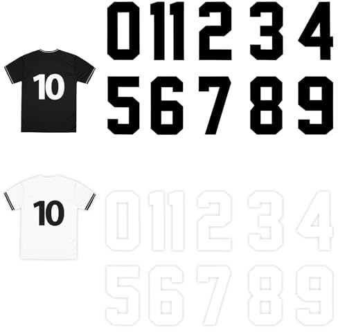 SHENLIU 22 Große Zahlen zum Aufbügeln 8 Zoll Vinyl Nummern Zum Aufbügeln | 20cm Wärmeübertragung Nummern Bügel 0 Bis 9 Zahlen Aufkleber für Fußball Shirts Sport T-Shirts Kleidung (Schwarz+Weiß)