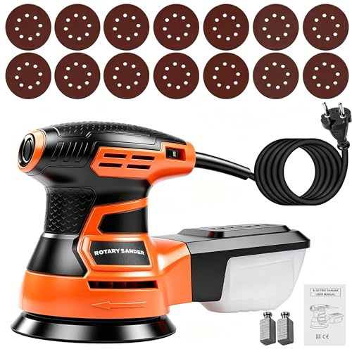 350 W Excenterslipmaskin, Roterande Slipmaskinssats Med 14 St Sandpapper, 6000–13000 Rpm Variabel Hastighet, Elektrisk Slipmaskin För Slipning, Polering Och Träbearbetning