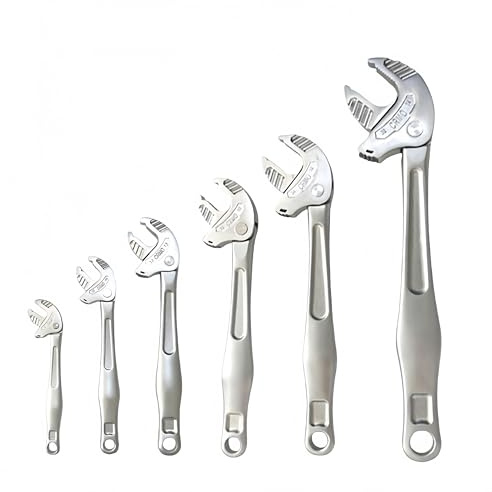 Adjustable Spanner & Ratchet Wrench, Self-Tightening Crab Claw 10-32mm, Universal Adjusting Wrench With 360° Rotating Jaw, Quick-Release Spanner For Plumbing, Gas & Automotive (silvery, 16-19mm)