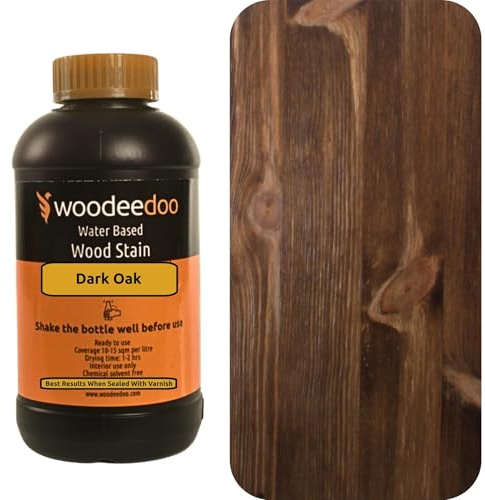 WooDeeDoo Water Based Wood Stain | Wood Dye | Ready to Use | Environmentally Friendly | Solvent Free | Odour Free | 1 L | Dark Oak