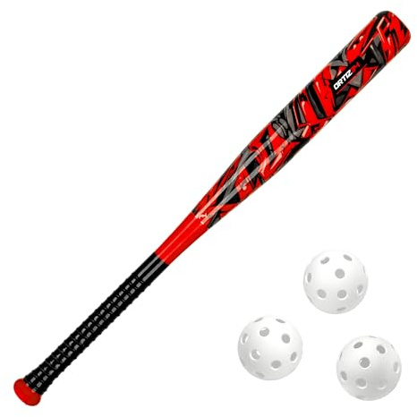 Ortiz34 Bat & Ball Set - Graffiti Plastic Bat & Ball Homerun Set- David Ortiz Backyard Baseball Set for Youth, Kids, Teenagers, Adults (Bat & Ball Set, Red)