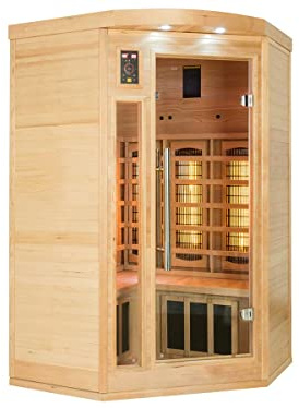 France Sauna - SN-APOLLON-Q2C - Infrarot-Sauna Apollon - EIN-/Aus-Taste - Reinigung der Kabine durch Ionisator - Chromotherapie 7 Farben - 2/3 Sitzer, Holz