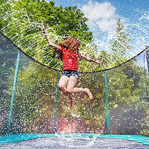 Vinsani 15M/49FT Trampoline Lawn Sprinkler – Outdoor Water Park Sprayer Hose, Adjustable Water Pressure, Leakproof PE Material – Trampoline Accessories for Summer Fun Garden Play Kids Outdoor Cooling
