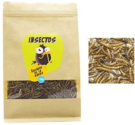 FINCA CASAREJO Gusanos de la Harina Deshidratados 150g – Tenebrios Secos para Reptiles, Aves, Peces de Estanque y Roedores – Fuente Natural de Proteínas
