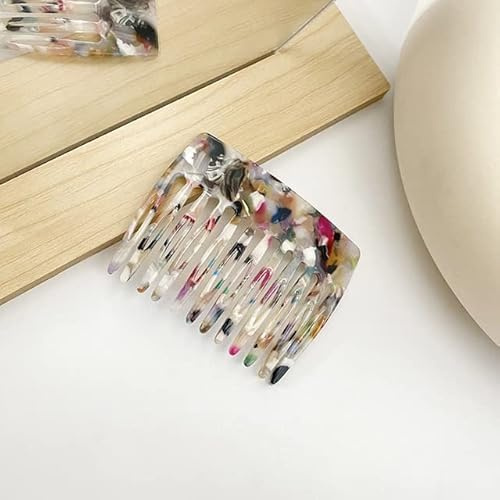 JIALIU Peine Decorativo de Moda Acetato de celulosa Peine de Dientes Anchos Antideslizante Cola de Caballo Tenedor Peine 12 Dientes Peine joyería para el Cabello
