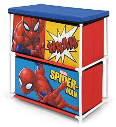 ARDITEX - Étagère pour enfants avec 3 bacs en tissu de Marvel Spiderman - Structure en métal et bacs en polyester - 53x30x60 cm - Bleu et rouge